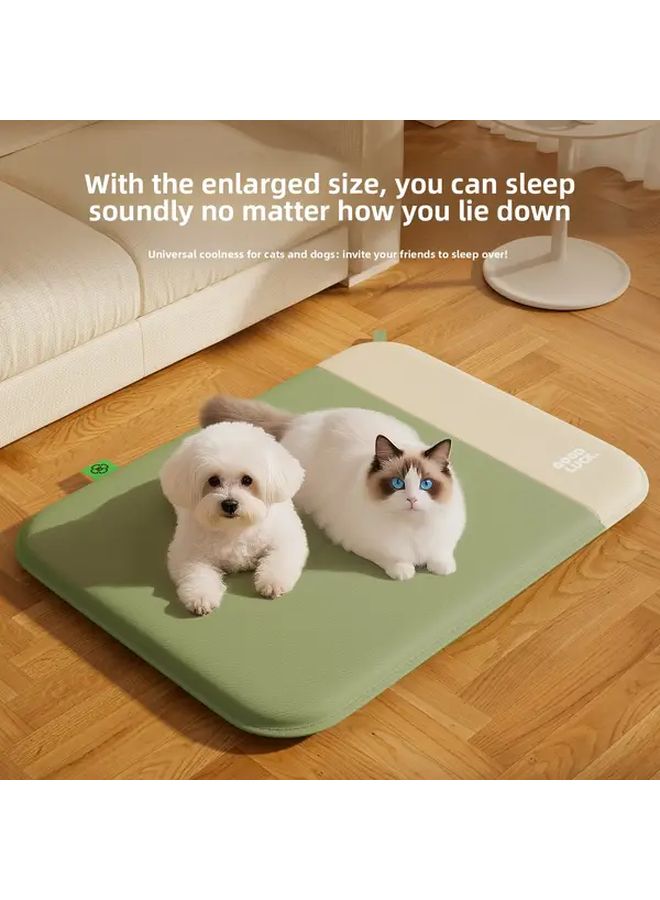 Color Block Leather Cushion Green Large Non Slip Pet Bed Plush Fiber Filling Easy Clean Odorless - Image 3