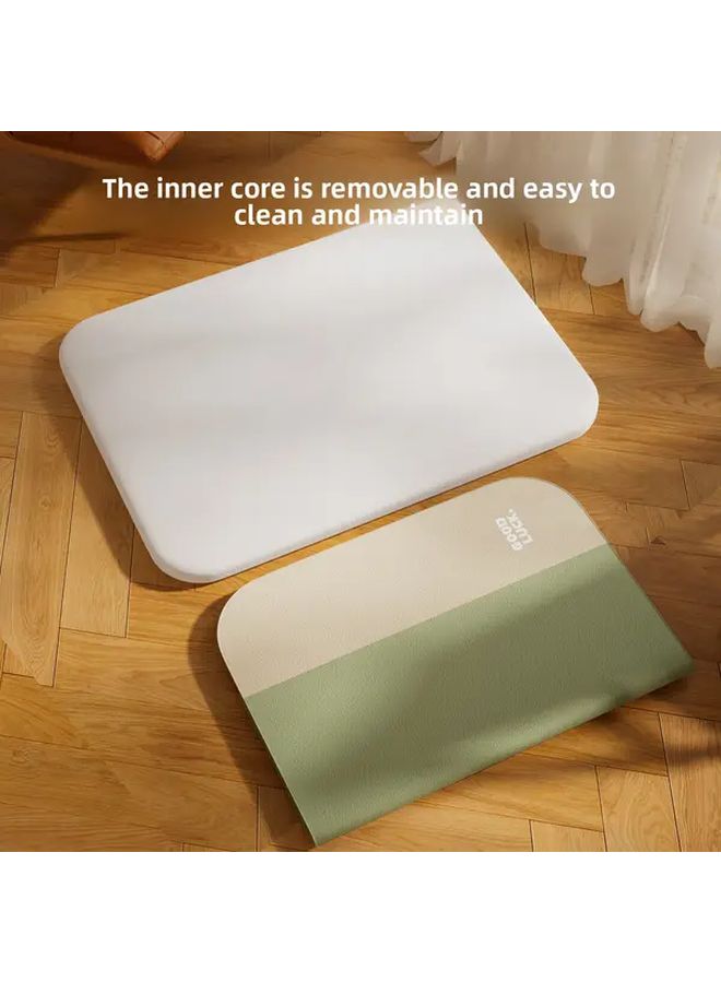 Color Block Leather Cushion Green Large Non Slip Pet Bed Plush Fiber Filling Easy Clean Odorless - Image 5