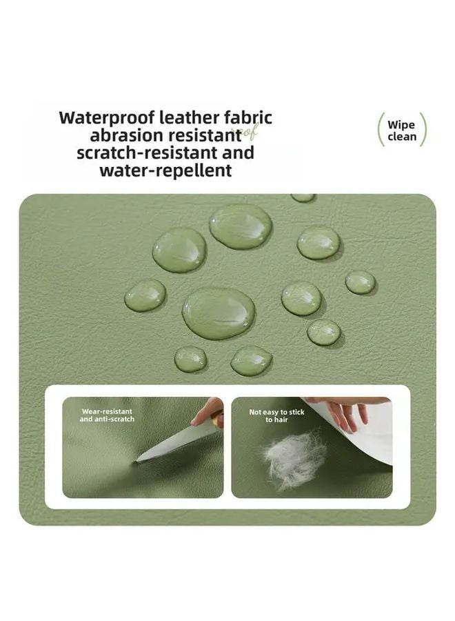 Color Block Leather Cushion Green Large Non Slip Pet Bed Plush Fiber Filling Easy Clean Odorless - Image 4