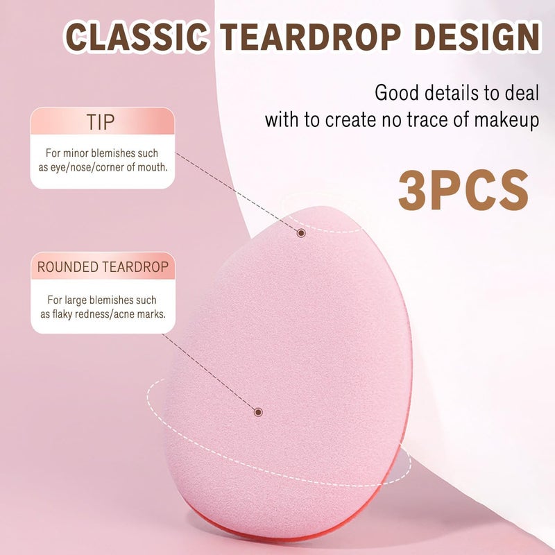TORMEN Makeup Sponge Set 9 PCS Beauty Blenders with 6 Triangle Powder Puffs 3 Mini Latex-Free for Foundation Cream Powder Blending - Image 4