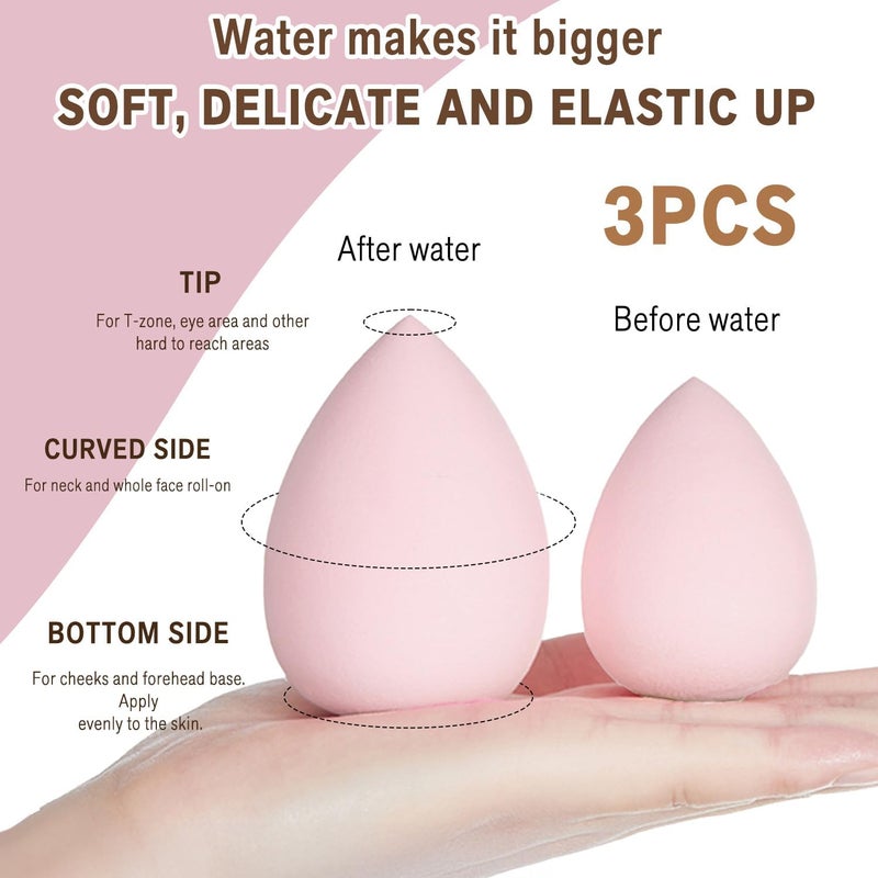 TORMEN Makeup Sponge Set 9 PCS Beauty Blenders with 6 Triangle Powder Puffs 3 Mini Latex-Free for Foundation Cream Powder Blending - Image 5