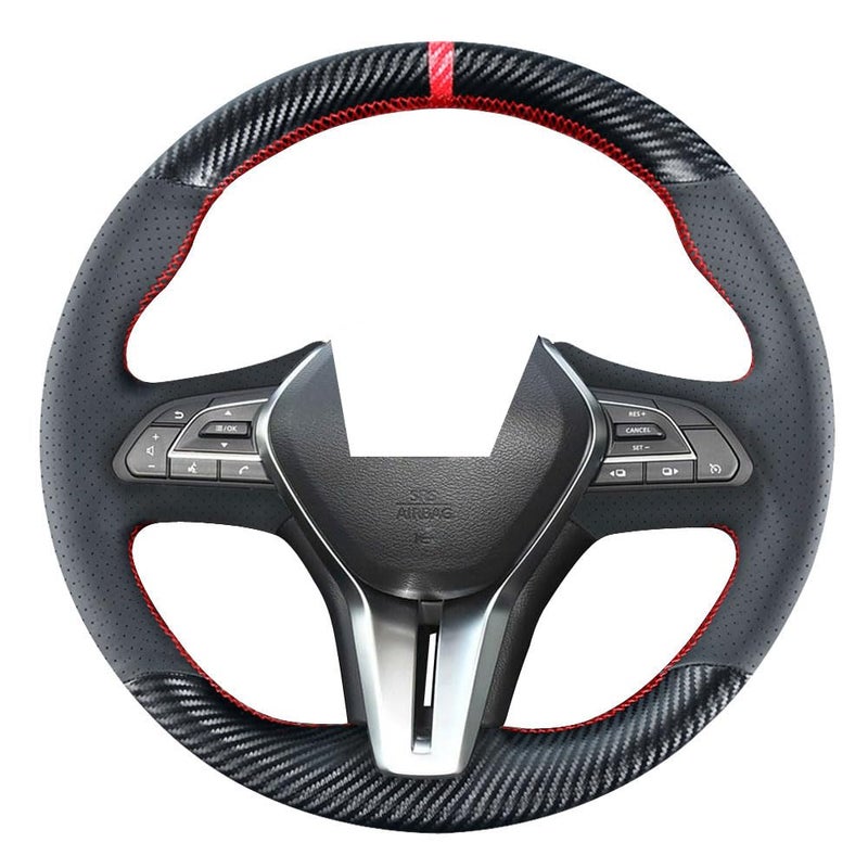 Kivnto DIY Carbon Fiber Steering Wheel Covers for Infiniti Q60 20172022 Q50 20182024 QX50 20192024 QX55 20222024 15 inches Stitching Leather Interior Accessories