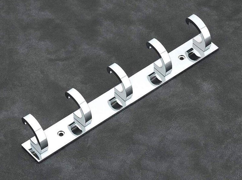 iSTAR Stainless Steel 5 Pin Bathroom Cloth Hooks Hanger Door Wall Bedroom Bathroom Robe Hooks Rail for Hanging Keys Clothes Towel Steel Hook Pack of 2 Silver - Image 2