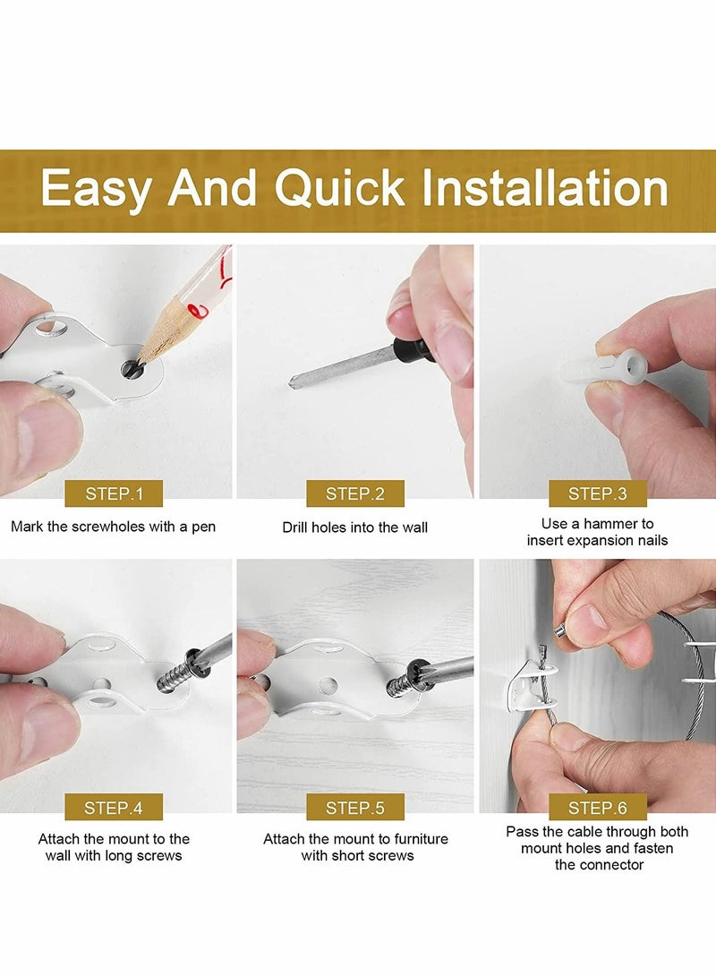 Y&D Furniture Strap for Baby Proofing Anchors Wall Metal Secure 400 Pound Falling Prevention Straps Adjustable Safety Earthquake Protect Toddler and Pet (10 Pack) - Image 4