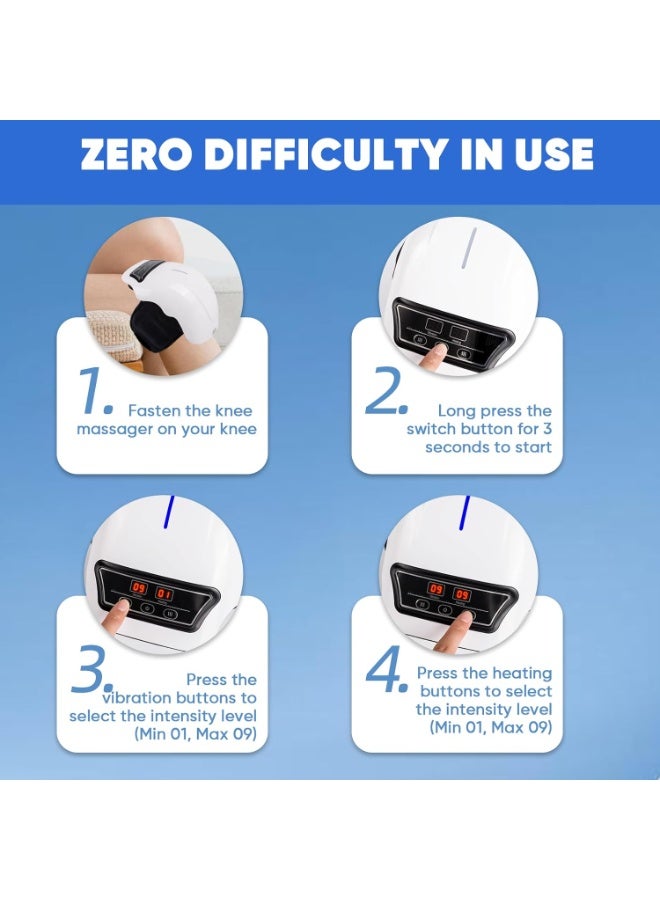 Eworld Electric Knee Massager, 9 Modes Vibration, Adjustable Strap, Portable Rechargeable Knee Massager with LED Screen for Pain Relief - Image 2