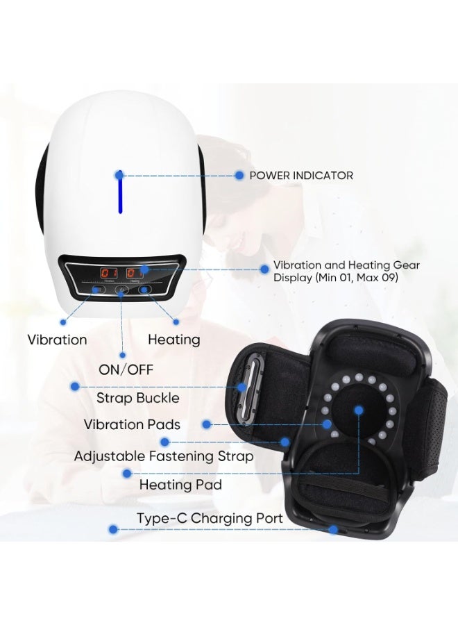 Eworld Electric Knee Massager, 9 Modes Vibration, Adjustable Strap, Portable Rechargeable Knee Massager with LED Screen for Pain Relief - Image 4