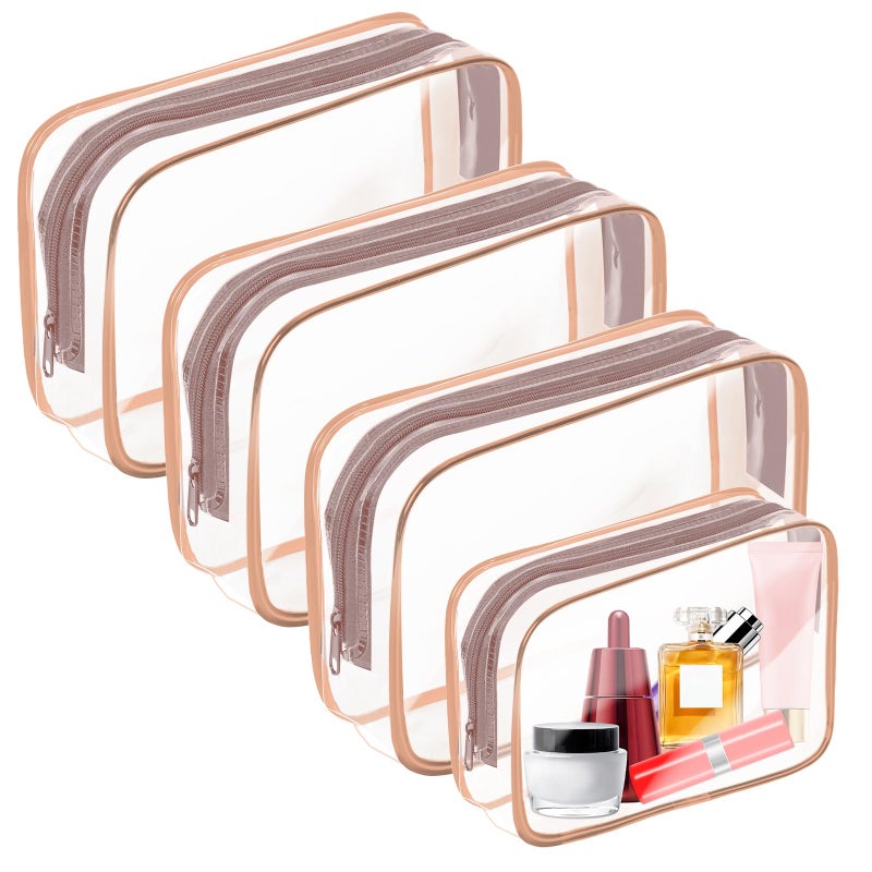 AURUZA Clear Makeup Bag,Portable Travel Toiletry Bags with Zipper, TSA Approved Clear Organizer Bags, PVC Cosmetic Pouch for Airport Airline Compliant - Image 1