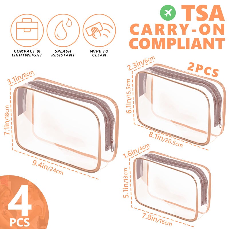 AURUZA Clear Makeup Bag,Portable Travel Toiletry Bags with Zipper, TSA Approved Clear Organizer Bags, PVC Cosmetic Pouch for Airport Airline Compliant - Image 2