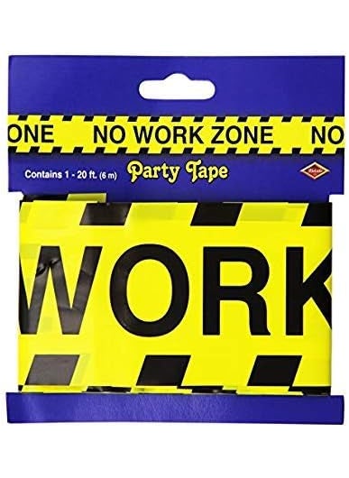 Beistle No Work Zone Party Tape Party Accessory 1 count 1Pkg  - Image 2