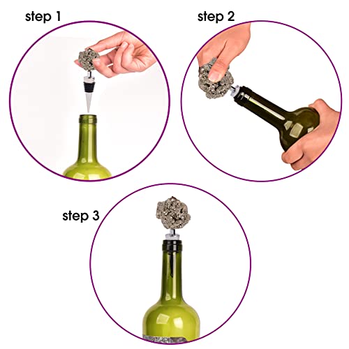 AMOYSTONE Gemstone Wine Bottle Stopper, Pyrite Fool's Gold Rock Stone, Decorative Irregular Natural Crystal Stopper, 4-Inch - Image 5