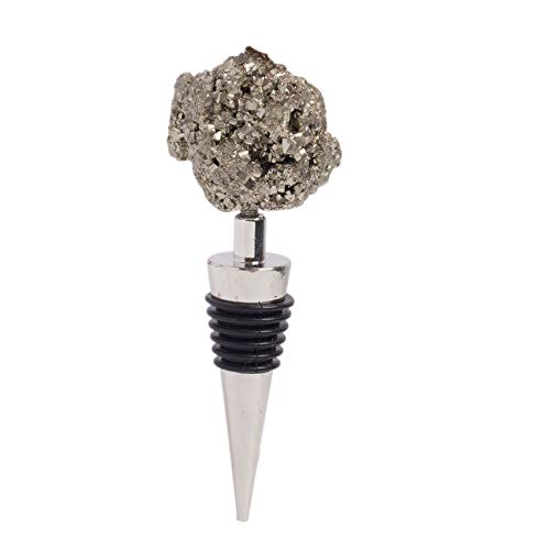 AMOYSTONE Gemstone Wine Bottle Stopper, Pyrite Fool's Gold Rock Stone, Decorative Irregular Natural Crystal Stopper, 4-Inch - Image 2