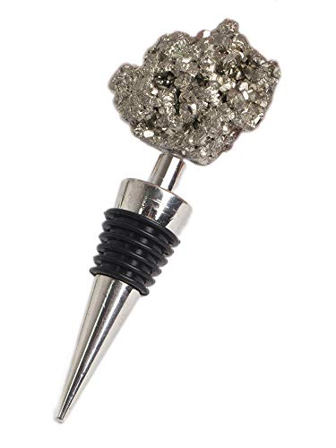 AMOYSTONE Gemstone Wine Bottle Stopper, Pyrite Fool's Gold Rock Stone, Decorative Irregular Natural Crystal Stopper, 4-Inch - Image 1