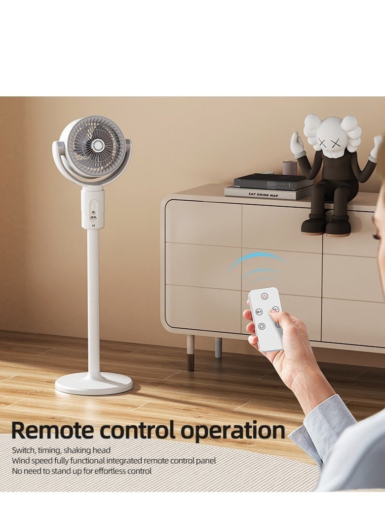 إلترازون Pedestal Fan F1 White – 3-in-1 Rechargeable Standing Fan with Remote Control, 5-Speed Silent Air Circulation, Adjustable Height, Energy-Saving Timer, Portable Cooling Fan for Home & Office - Image 3