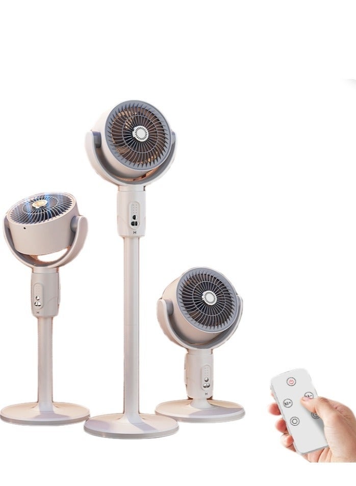 إلترازون Pedestal Fan F1 White – 3-in-1 Rechargeable Standing Fan with Remote Control, 5-Speed Silent Air Circulation, Adjustable Height, Energy-Saving Timer, Portable Cooling Fan for Home & Office - Image 1