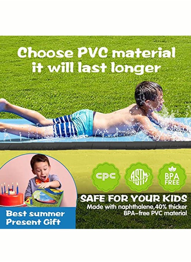 Inflatable Water Slide Lane Lawn Waterslide Kids Pool Water Slides With Crash Pad Splash Sprinkler Boogie Boards For Outdoor Water Toys 2 Skateboards