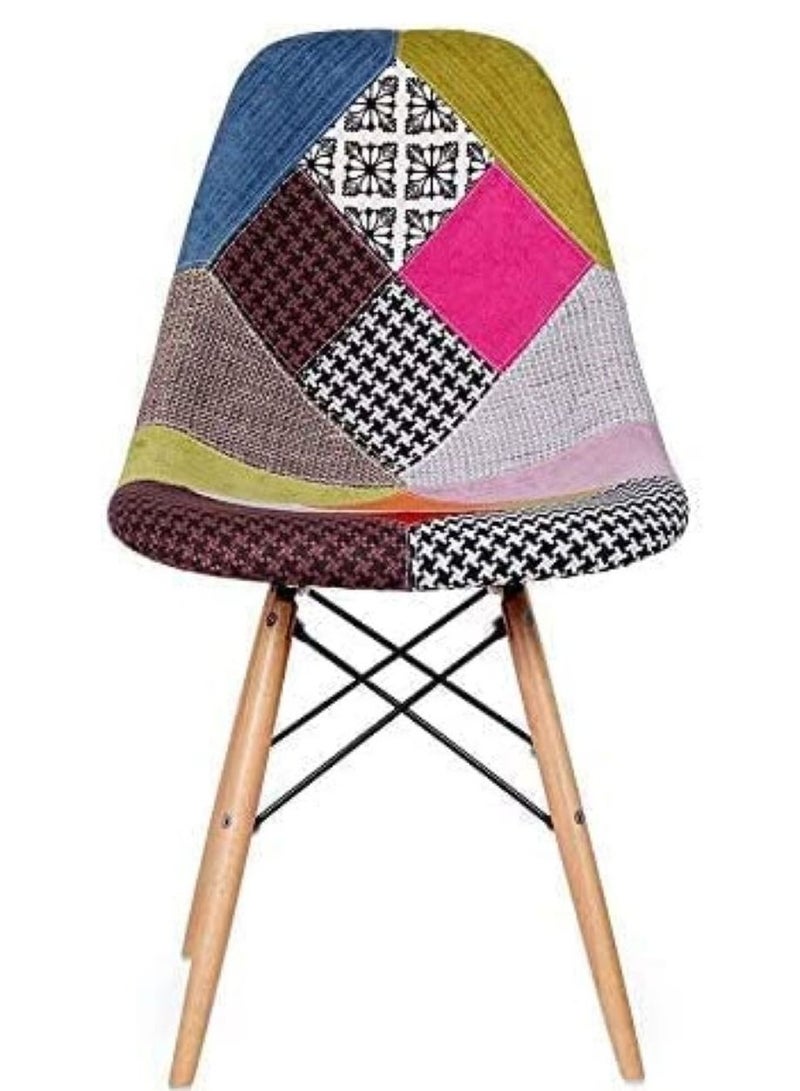 جالاكسي ديزاين كرسي طعام عصري بتصميم جالاكسي هيكل بلاستيكي مع أرجل قماشية وخشبية لون أزرق ووردي مقاس (الطول × العمق × الارتفاع) 41 × 40 × 83 سم موديل - JEAM3