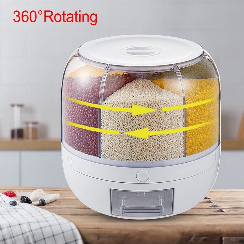 Jolfay Jolfay Rice and Grain Storage Container 360 Rotating Food Dispenser Measuring Cylinder with Lid Moisture Resistant Household Sealed Storage for Black Rice Yellow Rice and Other Small Beans  - Image 4