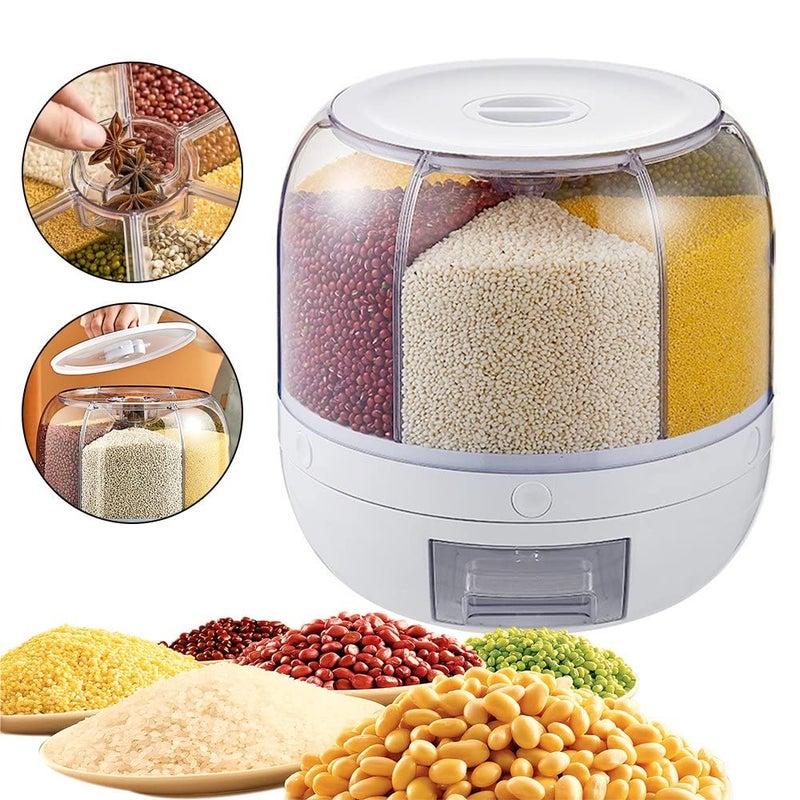 Jolfay Jolfay Rice and Grain Storage Container 360 Rotating Food Dispenser Measuring Cylinder with Lid Moisture Resistant Household Sealed Storage for Black Rice Yellow Rice and Other Small Beans  - Image 2
