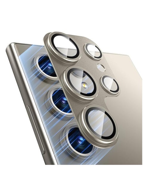 For Samsung Galaxy S24 Ultra Camera Lens Protector,[Full Protection] HD Tempered Glass Screen Protector with Alloy Metal Ring Camera Cover Accessories for Galaxy S24 Ultra 6.8 Inch (Titanium ash）