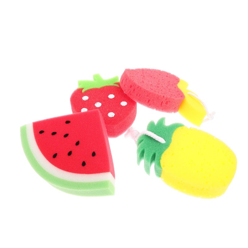 4Pcs Cartoon Fruit Scrub Sponge Set Thickened Multipurpose Kitchen Cleaning Sponges - Image 2