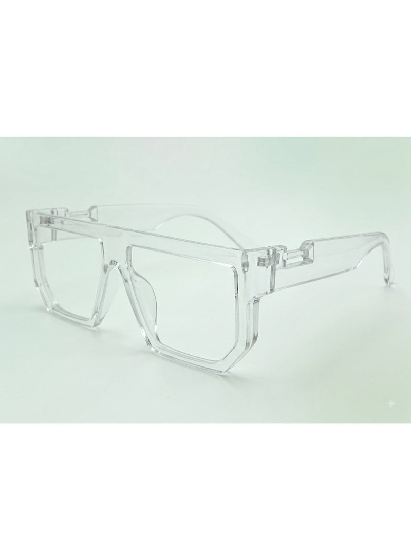 Trendy Clear Geometric Square Glasses Frame for Men & Women - Image 1