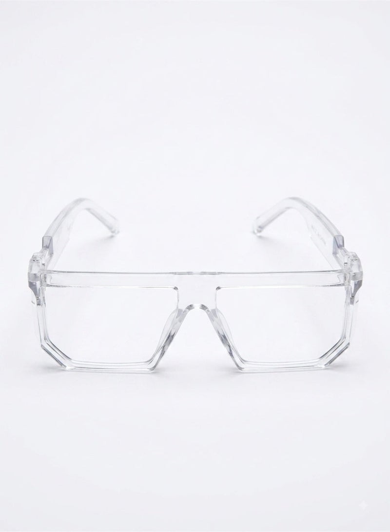 Trendy Clear Geometric Square Glasses Frame for Men & Women - Image 2