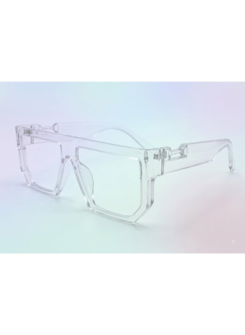 Trendy Clear Geometric Square Glasses Frame for Men & Women - Image 3