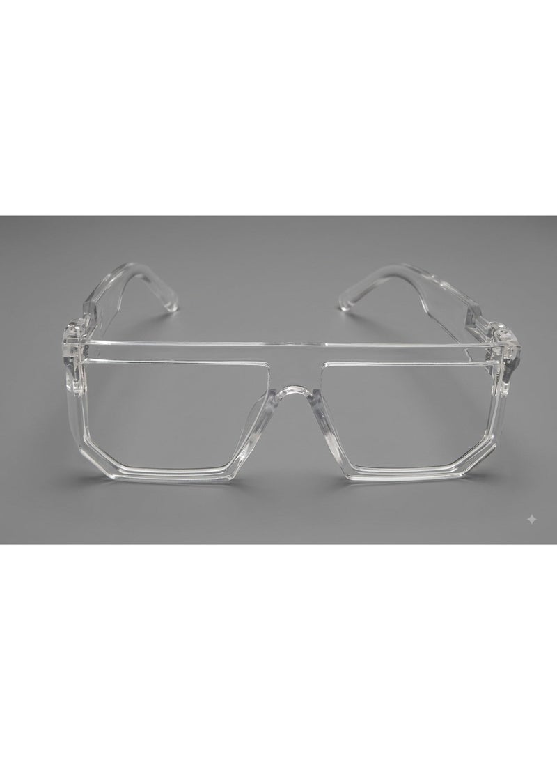 Trendy Clear Geometric Square Glasses Frame for Men & Women - Image 4