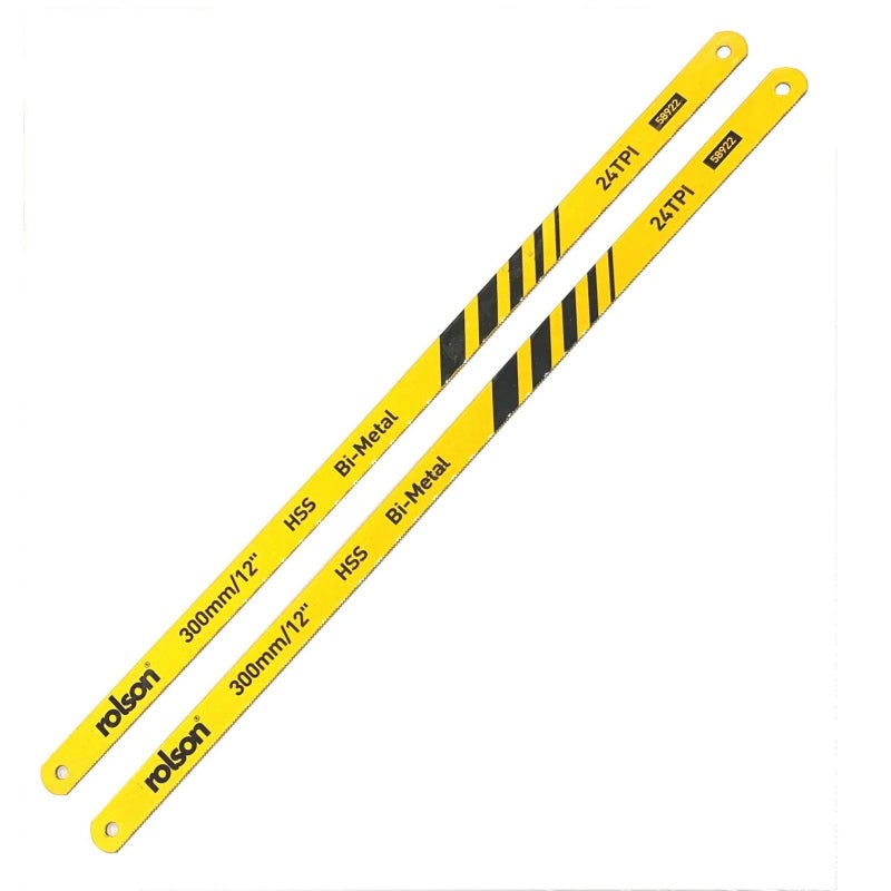 Rolson 58922 2pc 300mm Bi-Metal Hacksaaw Blades 24TPI