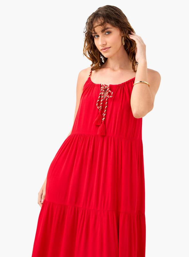 Splash FAV Red Tiered Maxi Dress - Image 3