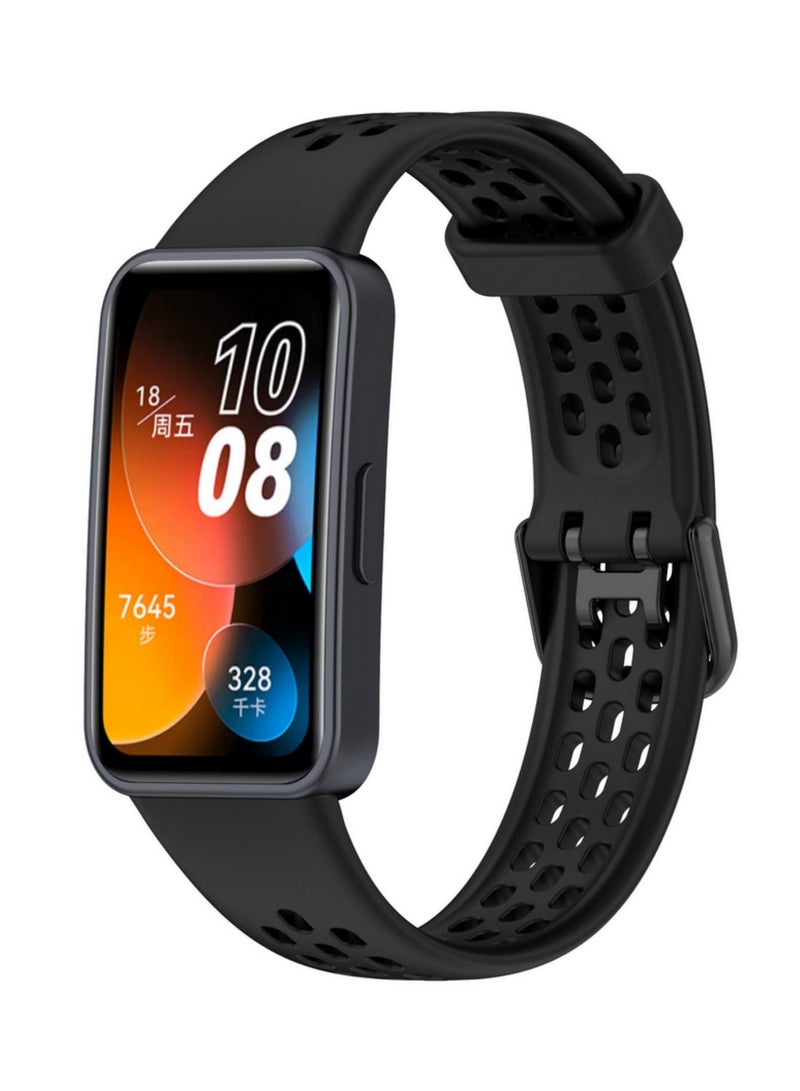 1PCS For Huawei Band 8 Watch Band Replacement Sport Silicone Strap Adjustable Compatible Bracelet Wristband for Smart Watch Black - Image 1