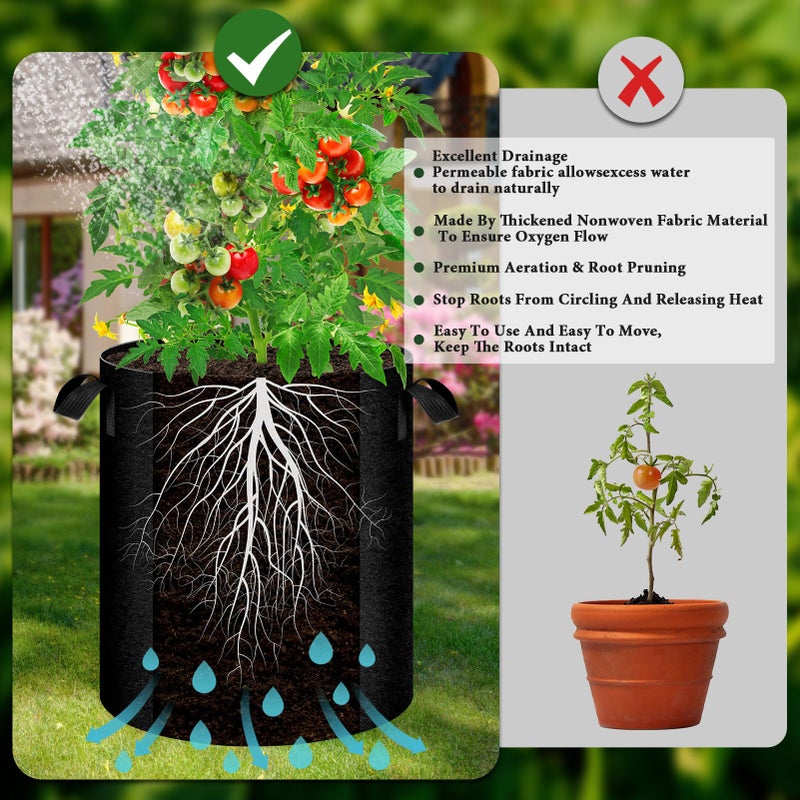 UJG 2 Pack 15 Gallon Potato Grow Bags with Pull-Down Harvest Window, Potato Bags for Growing Potatoes Heavy Duty Thickened Nonwoven Fabric Gardening Vegetable Growing Bags with Visible Window - Image 3