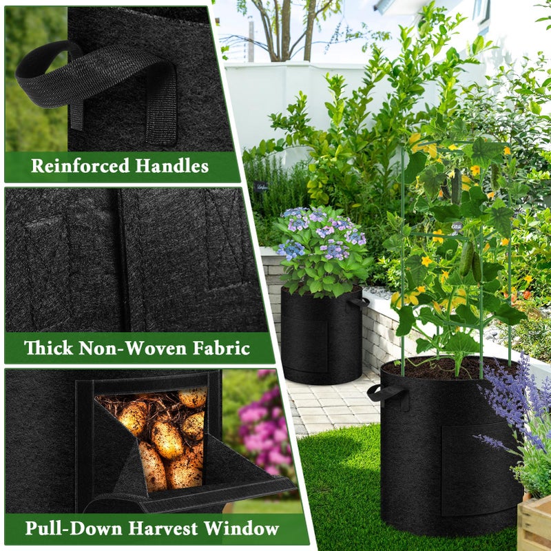 UJG 2 Pack 15 Gallon Potato Grow Bags with Pull-Down Harvest Window, Potato Bags for Growing Potatoes Heavy Duty Thickened Nonwoven Fabric Gardening Vegetable Growing Bags with Visible Window - Image 4