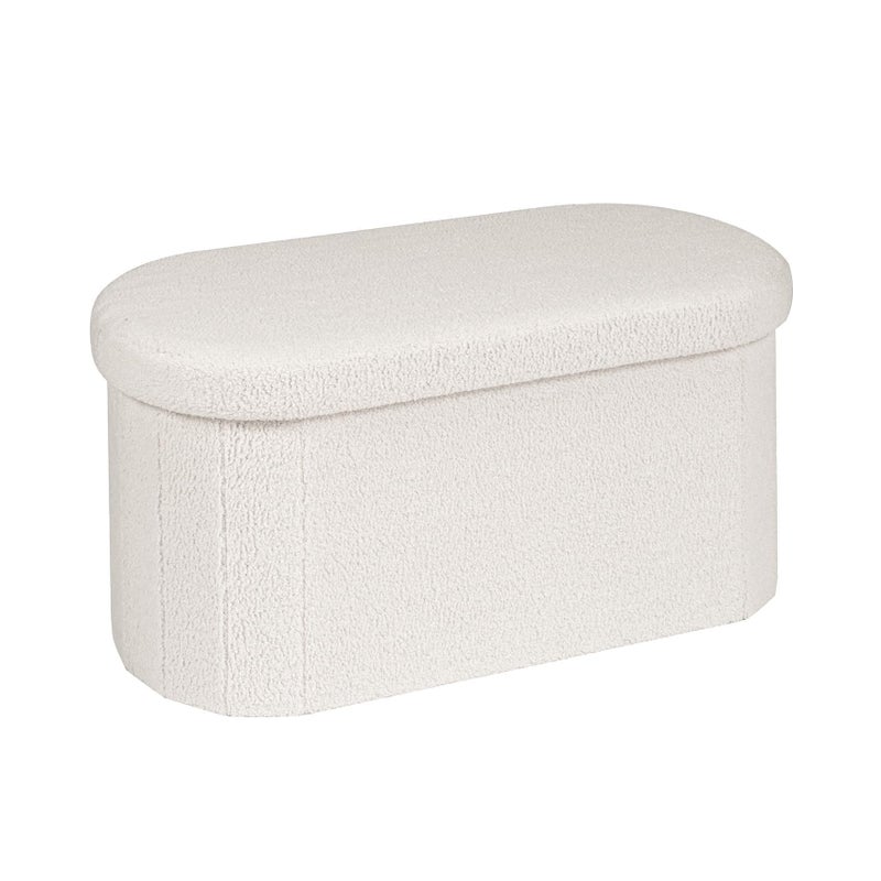 B FSOBEIIALEO Ottoman with Storage for Living Room, Sherpa Folding Storage Ottoman Foot Rest, 30 Inches Collapsible Bedroom Bench White - Image 1