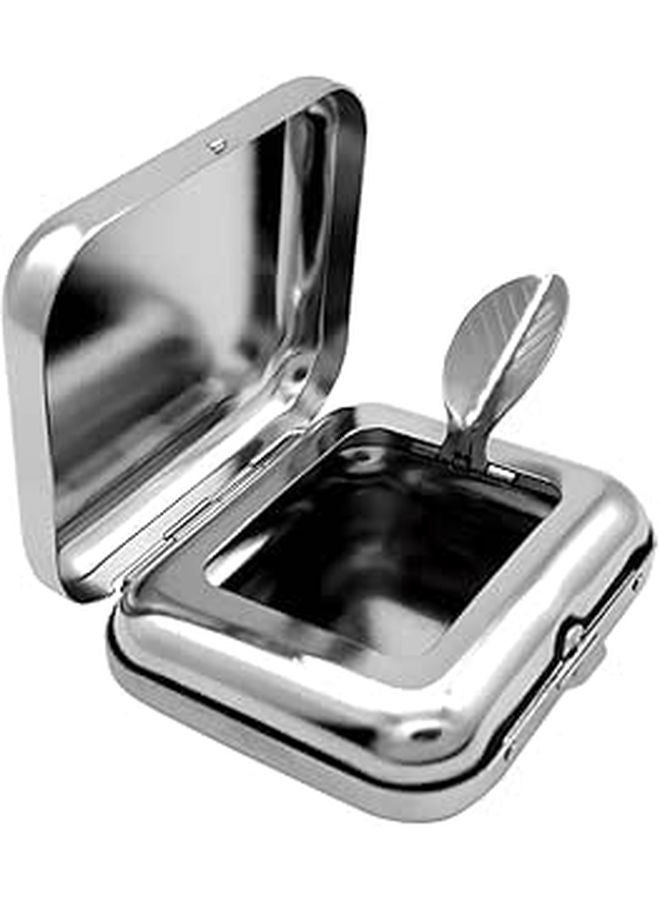 Stainless Steel Portable Pocket Ashtray with Lid Outdoor Car Home Travel Use - Image 1