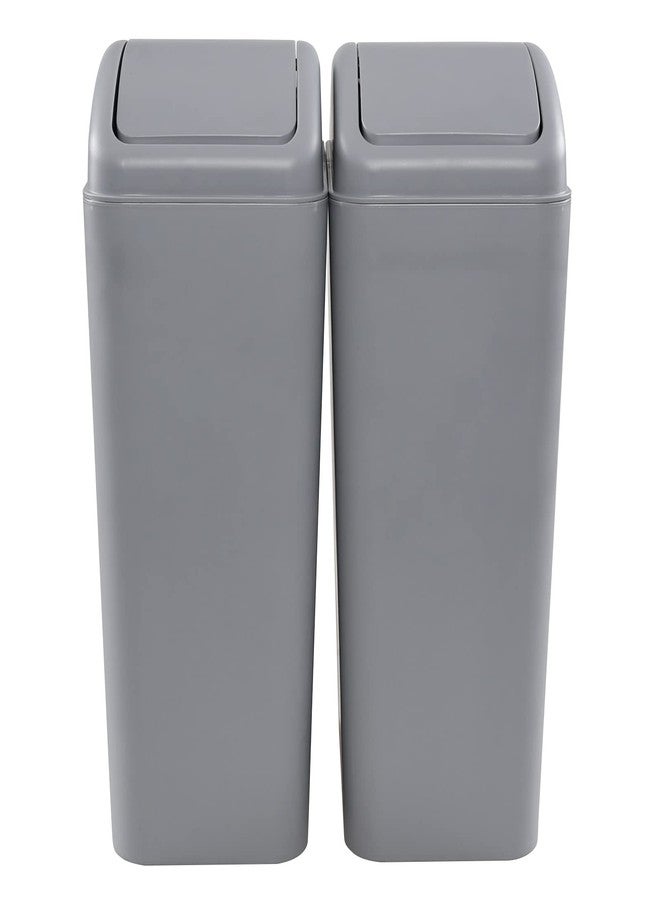CadineUS 14 Liter Plastic Trash Can, Kitchen Bathrooom Office Garbage Bin Set of 2 - Image 1