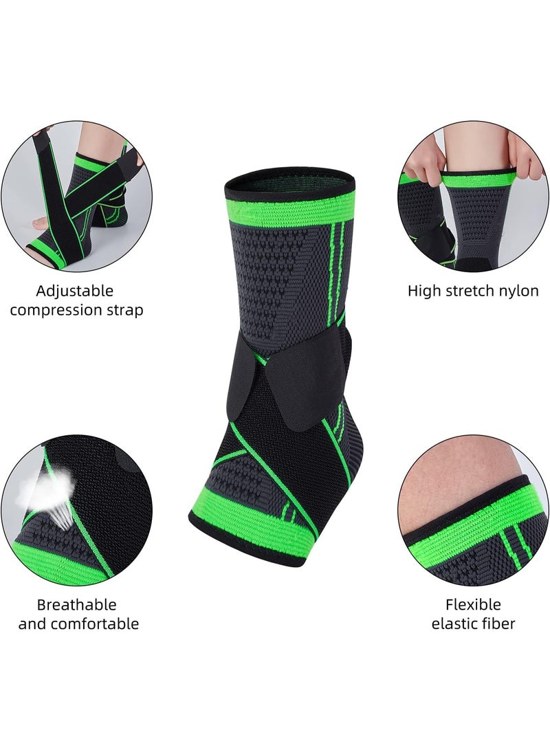 Move On Ankle Support Brace, XL Size, Black and Green, Breathable Sport Compression Sleeve for Athletics, Running, Basketball - Image 2