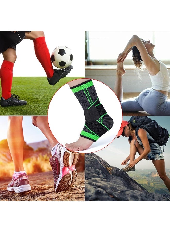 Move On Ankle Support Brace, XL Size, Black and Green, Breathable Sport Compression Sleeve for Athletics, Running, Basketball - Image 3