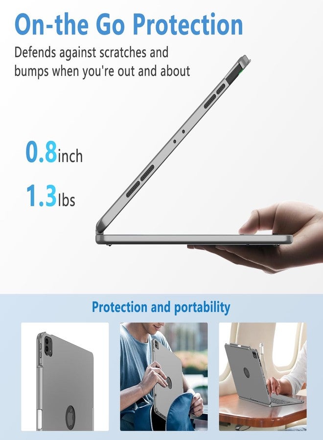 TQQ for iPad Air 13 Inch Case Keyboard (M3 2025 / M2 2024), iPad Pro 12.9 (6th, 5th, 4th, 3rd Gen) Keyboard - 360° Rotatable, 7-Color Backlight, Multi-Touch Trackpad, Thin & Light (Gray) - Image 5