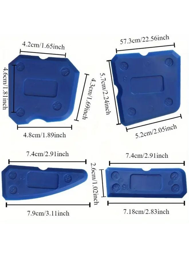 Blue 4 Pack Silicone Caulk Applicator Set Squeegee Scraper For Joint Sealant Tile Repair - Image 5