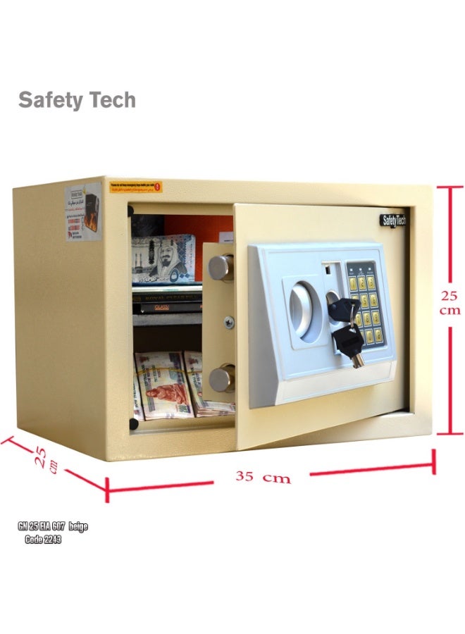 Safety Tech Safety Tech GN25 EIA Digital Safe – Large Size with Dual Emergency Keys & Digital Lock – 25×35×25 cm – 3-Year Warranty  - Image 2