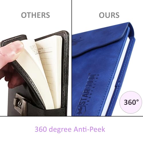 Stargood Innovation Elegant Diary with Lock Password A5 Size Soft Touch Faux Leather Cover for Secure and Sophisticated Writing 162 Pages (Navy Blue) - Image 4