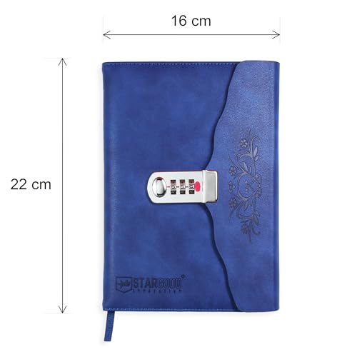 Stargood Innovation Elegant Diary with Lock Password A5 Size Soft Touch Faux Leather Cover for Secure and Sophisticated Writing 162 Pages (Navy Blue) - Image 5
