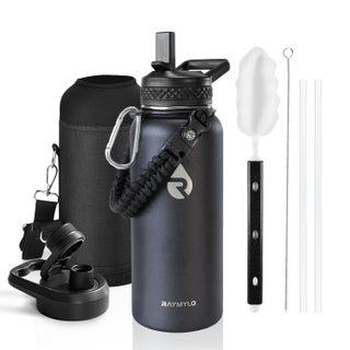 RAYMYLO Insulated Water Bottle 32 oz  Triple Wall Vacuum Stainless Steel (Cold for 48 Hrs)  Leak Proof & BPA-Free  Modern Water Flask Jug with Paracord Handle & Straw Spout Lids  Magic Black - pzsku/ZA6DA875CFE9159476DFBZ/45/1749794291/370d9820-c30a-4e56-abba-fc4175fb416d