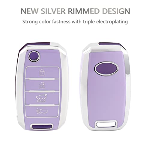 OFFCURVE غطاء مفتاح OFFCURVE لكيا - غطاء خاص لحافظة مفتاح كيا ريو أوبتيما سول سبورتاج سورينتو كارينز - ملحقات مفتاح ذكي بدون مفتاح - واقي مفتاح عن بعد، بنفسجي - Image 4