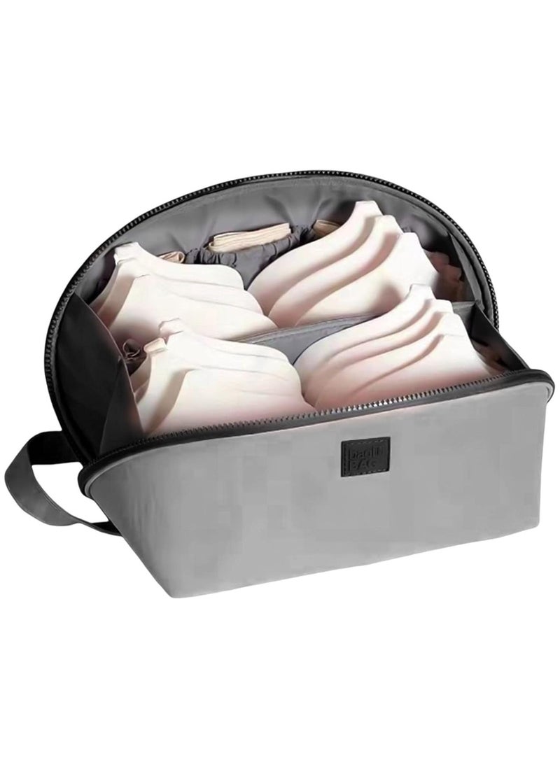 S SYMEFER - Travel Underwear Storage Bag,Packing Bag Organizer for Bra with Multi-Pocket Bag - Travel Lingerie Cube Large Capacity Toiletry Bag for Underwear Socks Bras Underpants, Grey - Image 1