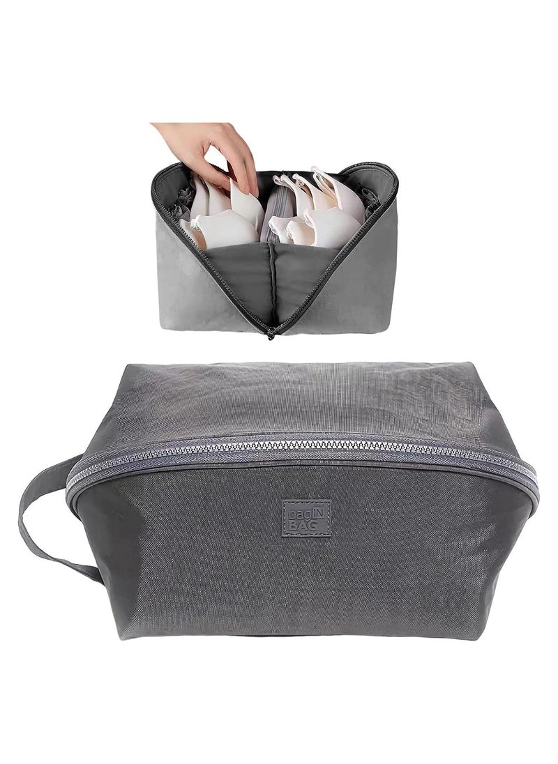 S SYMEFER - Travel Underwear Storage Bag,Packing Bag Organizer for Bra with Multi-Pocket Bag - Travel Lingerie Cube Large Capacity Toiletry Bag for Underwear Socks Bras Underpants, Grey - Image 1