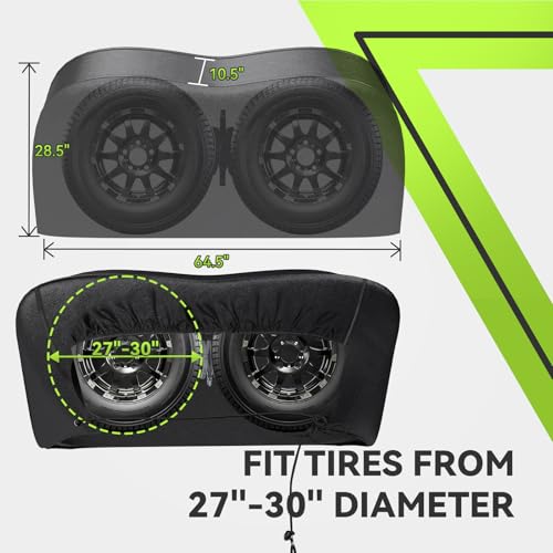 RVMATE RV Tire Covers, Dual Axle Wheel Cover (2 Pack) Fits 27"-30" Diameter Tires, Waterproof Anti-UV Black Dual Tire Covers RV Accessories for Truck/Trailer - Image 3