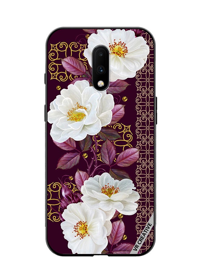 Protective Case Cover For OnePlus 7 Vertical Floral Border Pattern Design Multicolour