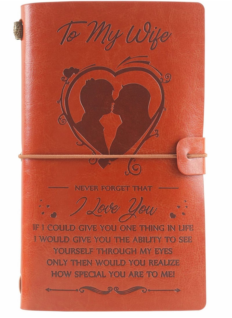 KASTWAVE To My Wife Leather Journal from Husband, Refillable Journal Notebooks, Travel Diary Anniversary Wedding Birthday Gift for Wife from Husband  - Image 1